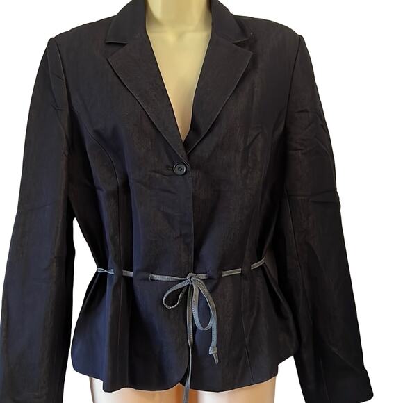 Lena Gabrielle Dark Denim Lined Blazer Jacket Woman Size 12 Office Work - Picture 1 of 10